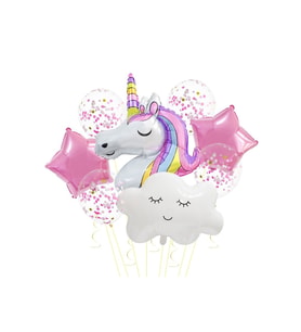 Unicorn temalı parti balonlar bulut folyo
