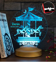 Atlıkarınca Led Lamba, İsimli Nostaljik Atlı Karınca Çocuk Odası Hediyesi Gece Lambası, Carousel Dekoratif Hediye Led Lamba