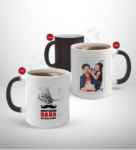 BK Gift Kişiye Özel Babalar Günü Hediyesi Fotoğraflı Sihirli Kupa Bardak-75 (Beyaz)