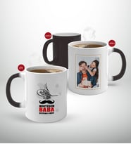 BK Gift Kişiye Özel Babalar Günü Hediyesi Fotoğraflı Sihirli Kupa Bardak-75 (Beyaz)