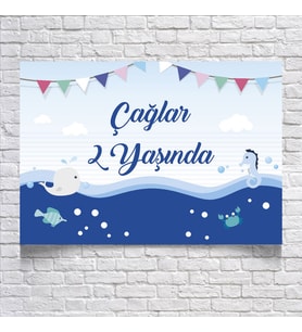 Deniz Temalı Doğum Günü Afişi 35X50 cm Resimli