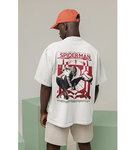 Spider-Man Homecoming Filmi Baskılı Unisex Tişört, Oversize Marvel Tişört