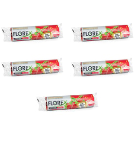 Florex 40 Litre Büzgülü Çilek Kokulu Çöp Torbası Poşeti / 55 x 60 Cm. - 10 Adetlik 5 Rulo