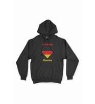 Münih Almanya  Bayraklı Kalpli Siyah Sweatshirt Hoodie