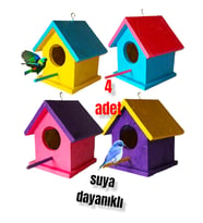 ahşap kuş yuvası dış mekan suya dayanıklı 4 adet