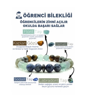 Öğrenci Bilekliği Sodalit Florit Labradorit Hematit Kaplangözü Doğal Taş Bileklik