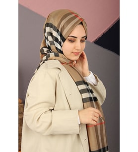 Krem-Bej Sima Burberry Ekose Şal