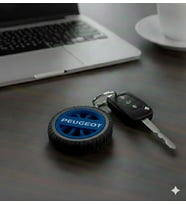 Peugeot Uyumlu Özel Tasarım Araba Anahtarlığı - Premium Hafif ve Dayanıklı Anahtarlık (Mavi)