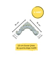 Dekoratif Polimer 2,5 cm Duvar Çıtası Uyumlu Köşe Motifi (Beyaz - Altın Rengi)
