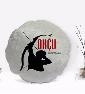 BK Gift Kişiye Özel İsimli Okçu Tasarımlı Dekoratif Kırlent Yastık-1