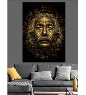 Albert Einstein Portre Dekoratif Kanvas - Mdf Ahşap Tablo