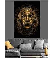 Albert Einstein Portre Dekoratif Kanvas - Mdf Ahşap Tablo