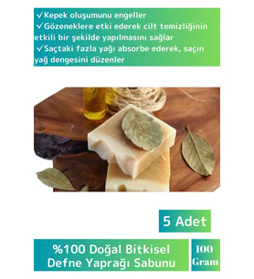 Bitkisel Organik Saç Cilt Vücut Kullanım Saç Derisine Etkili Doğal Defne Sabunu 5'li
