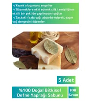 Bitkisel Organik Saç Cilt Vücut Kullanım Saç Derisine Etkili Doğal Defne Sabunu 5'li