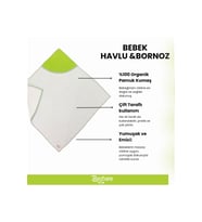 %100 Pamuklu Havlu Çift Taraflı Kundak Bebek Yeşil Çizgili Biyeli Bebek Bornoz (Standart)