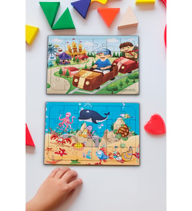 Okul Öncesi Başlangıç Yapboz Lunapark Maceram ve Sevimli Okyanus Ahşap Puzzle Set
