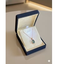 (PREMIUM IŞIKLI KUTULU) 925 Ayar Gümüş Elips Kolye (Mavi)