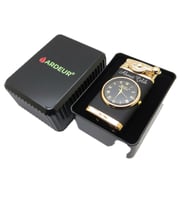 Ardeur® Ravenor Black Gold Saatli Kişiye Özel İsimli Çakmak Hediyelik Kutusunda