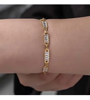 Gümüş Gold Baget Taşlı Kadın Bileklik