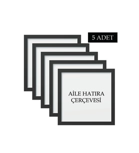 5 Adet Çerçeve Seti Tablo Seti Boş Çerçeve Masa üstü Çerçeve  Hediyelik Çerçeve ÖZC-AİLESETİ18LİK-5Lİ (Siyah)