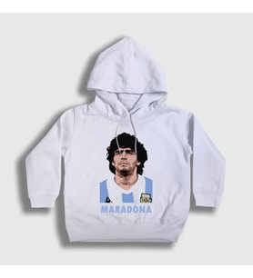Presmono Unisex Çocuk Beyaz Futbol Sky Maradona Kapüşonlu Sweatshirt 51373tt