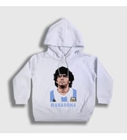 Presmono Unisex Çocuk Beyaz Futbol Sky Maradona Kapüşonlu Sweatshirt 51373tt