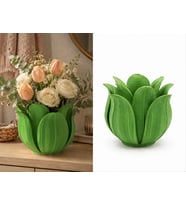 3D Baskı Lotus Yapraklı Vazo - Dekoratif Çiçeklik-Yeşil