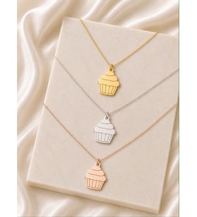 Kişiye Özel Minimal Cupcake Kolye 925K Gümüş