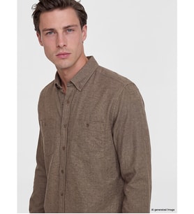 LCWAIKIKI Classic Kahverengi Regular Fit Gabardin Erkek Gömlek