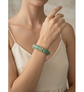 Valmont Accessories Kadın Gold Renk Mint Yeşili Mermer Desenli Kalın Bileklik