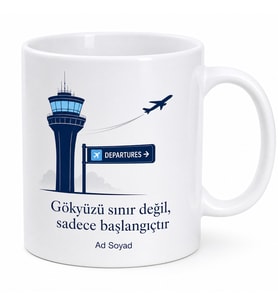 Havacı Okuyanlara Terminal Kontrol Kulesi Uçuş Kapısı Kupa Bardak Hediye
