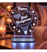 Seni Seviyorum İsimli Kalp Balon Gece Lambası