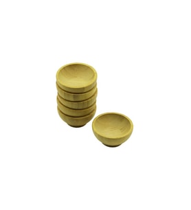 6 ADET MİNİ AHŞAP BAMBU LOKUMLUK - ÇEREZLİK KASE DERİNLİK: 1.5CM  - ÇAP: 6.2CM (5343)