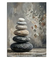 Dengede Durmuş Zen Taşları Meditasyon Dekoratif Kanvas - Mdf Ahşap Tablo