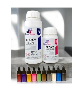 Ultra Şeffaf Parlak Epoksi Reçine 750 Gr + 10 Renk Sıvı Sedefli Pigmnet Seti