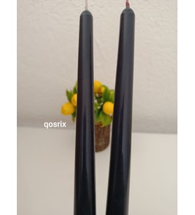 qosrix 2'li Antrasit Gri Şamdan Soya Mumu 1. Kalite Soya Doğal Vanilya Kokulu Uzun Çubuk Konik Mum Dekoratif