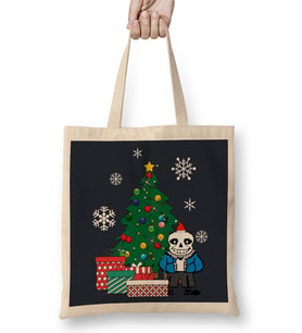 Sans Around The Christmas Tree Undertale Bez Çanta Uzun Saplı