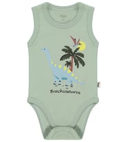 Civil Baby Tiranozor Baskılı 3-36 Ay Çıtçıtlı Badi - Haki