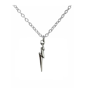 Şimşek Figürlü Metal Kolye – 60 cm Zincir  Gümüş Renk Unisex Aksesuar