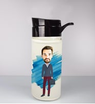 Kişiye Özel Karikatür Tasarım Özel Koruma Kılıflı Cam Matara 95993
