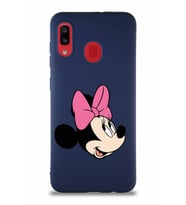Samsung Galaxy A20 Soft Premier Kapak Minnie Mouse-A Tasarımlı Silikon Kılıf - Lacivert (Şeffaf)