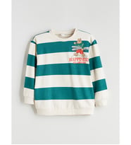 LCW Kids Yeşil Çizgili Erkek Çocuk Kalın Sweatshirt