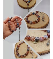Akik Taşı Faset Kesim 17lik Efe Tesbih 14mm (54372)