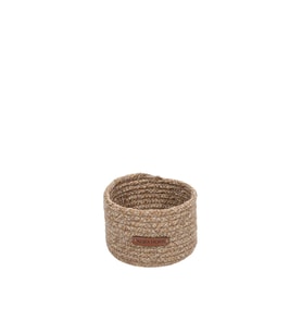 Koza Home Cesta El Yapımı Pamuklu Natural Hasır Dekoratif Sepet 15cm 9048