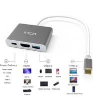 Inca ITPC-04TX Type-c Hub HDMI 4K@30hz USB3.0+PD100W Akım ve Voltaj Korumalı Alüminyum Çoklayıcı