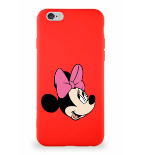 Apple iPhone 6 Soft Premier Kapak Minnie Mouse-A Tasarımlı Silikon Kılıf - Kırmızı (Şeffaf)