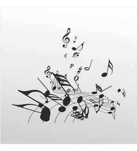 Folyo Sticker Müzik Notaları 30cm Uzunluk (Karışık)