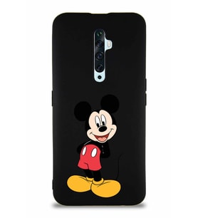 Oppo Reno 2Z Soft Premier Kapak Mickey Mouse-B Tasarımlı Silikon Kılıf - Siyah (Şeffaf)