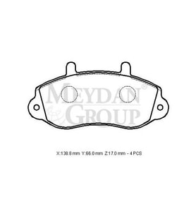 OPEL MOVANO- 99/03; ÖN FREN BALATASI 1,9/2,2/2,5/2,8 (DİSK)(138,8X66X17) (FMK) 7701205294 770-6350F