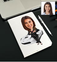 Kişiye Özel Araba Tasarımlı Karikatürlü Beyaz Defter Kalem Seti 55
